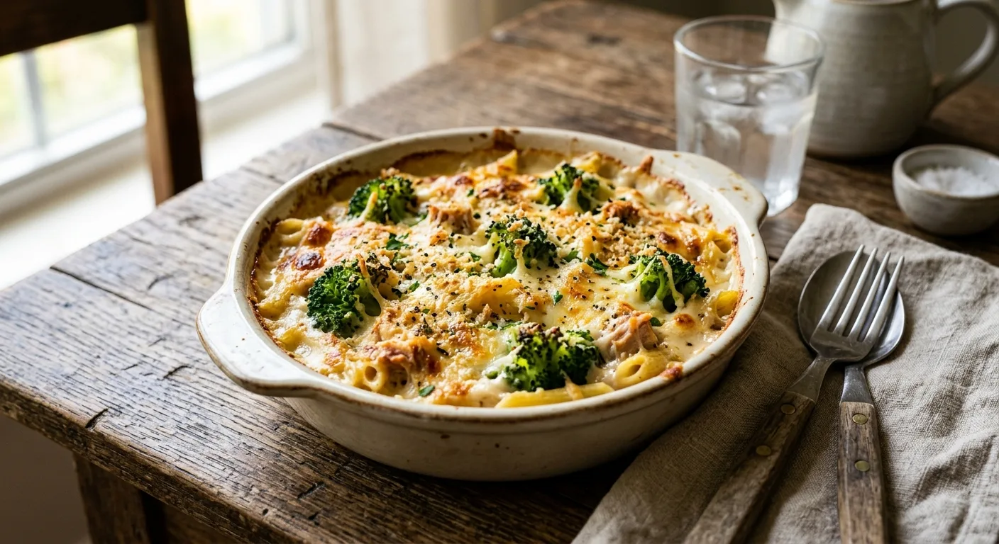 Gratin de pâtes au thon et brocoli