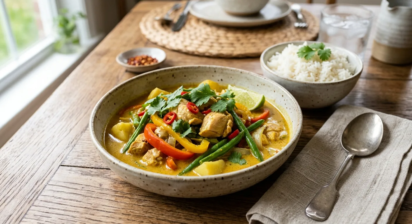 Curry de poulet au lait de coco et riz