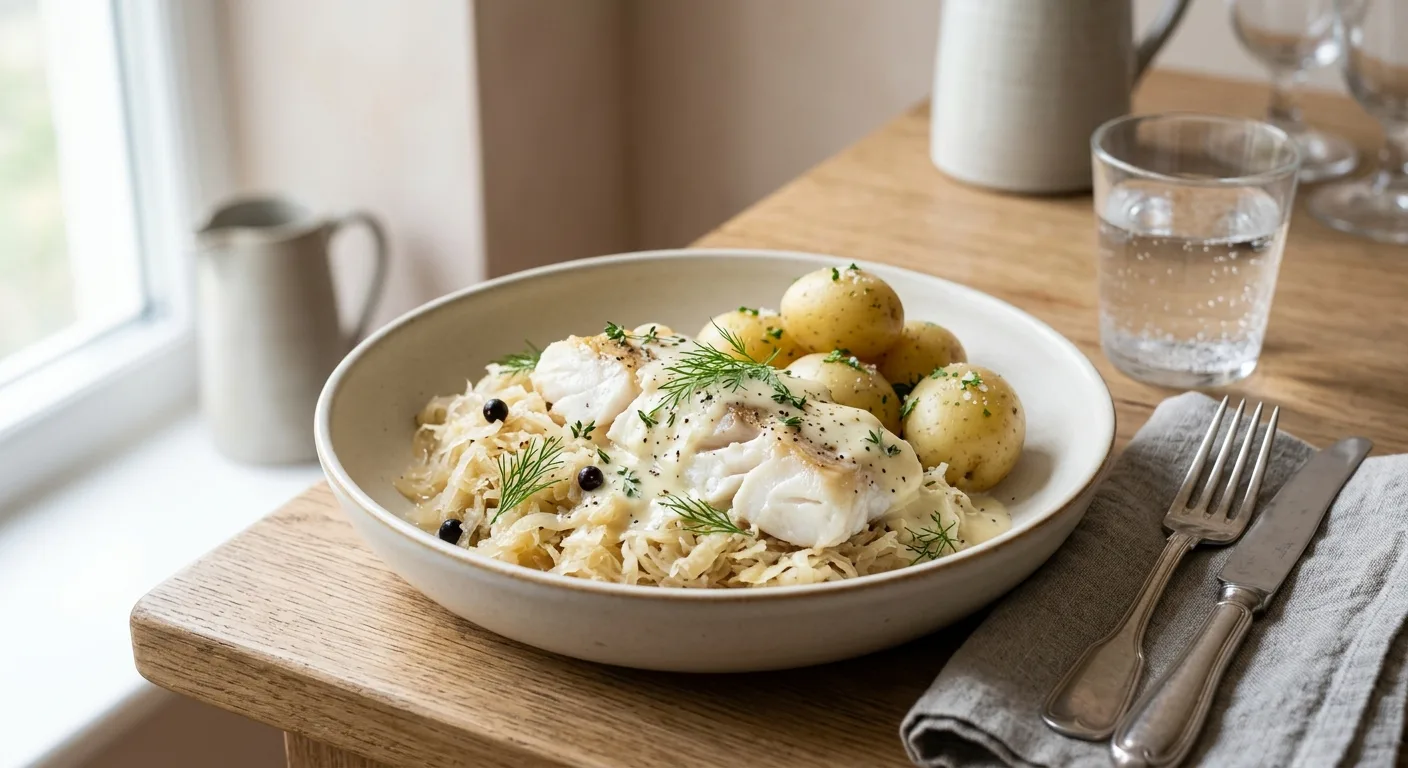 Choucroute de la mer, poissons blancs et pommes de terre