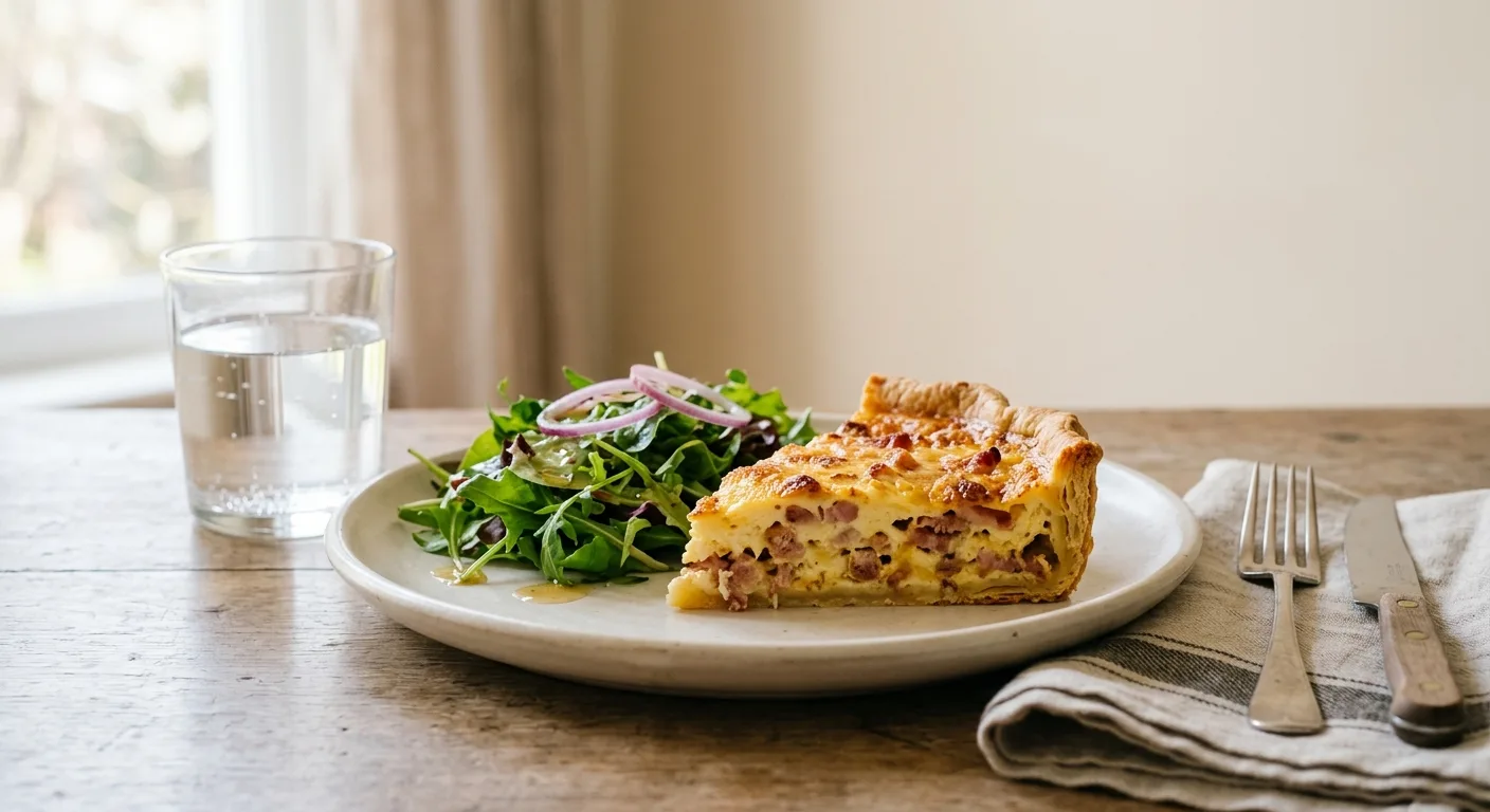 Quiche lorraine maison et salade verte