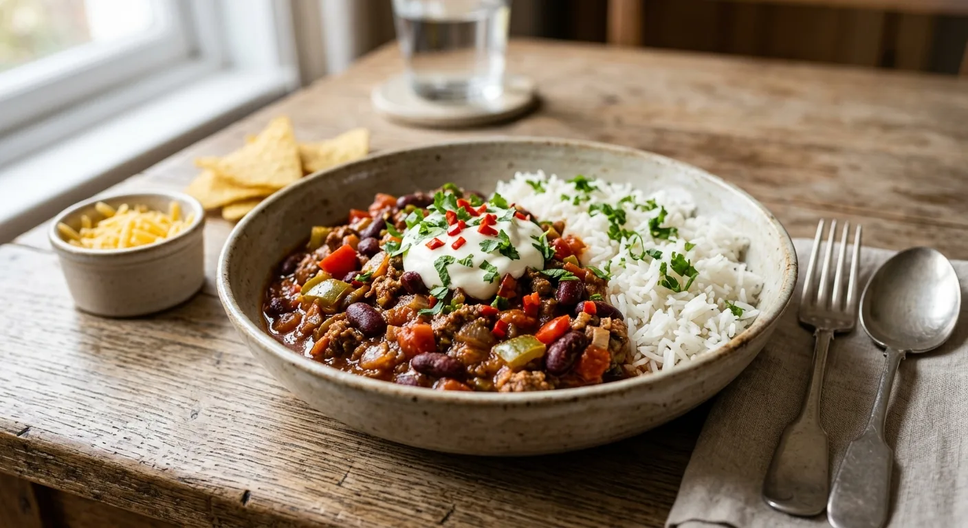 Chili con carne et riz