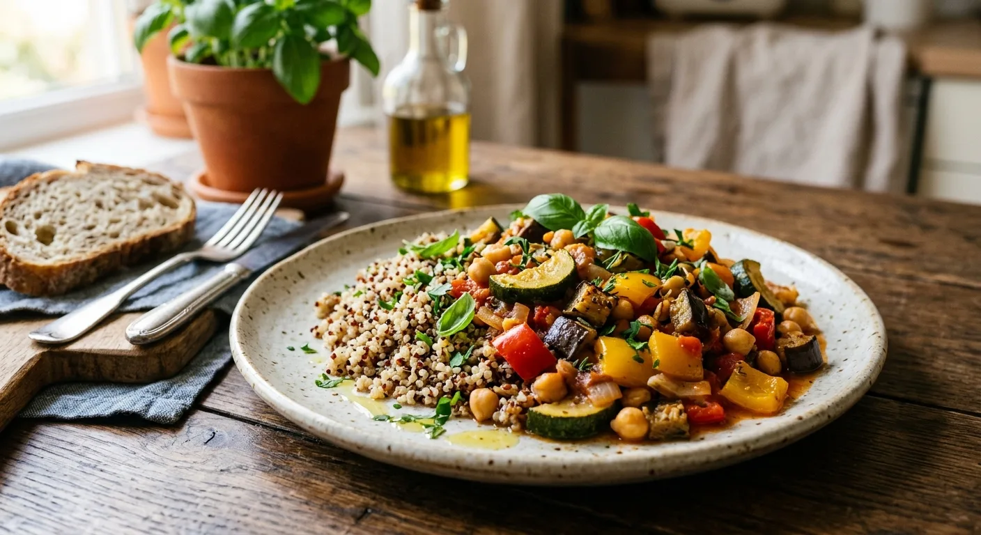 Ratatouille, quinoa et pois chiches