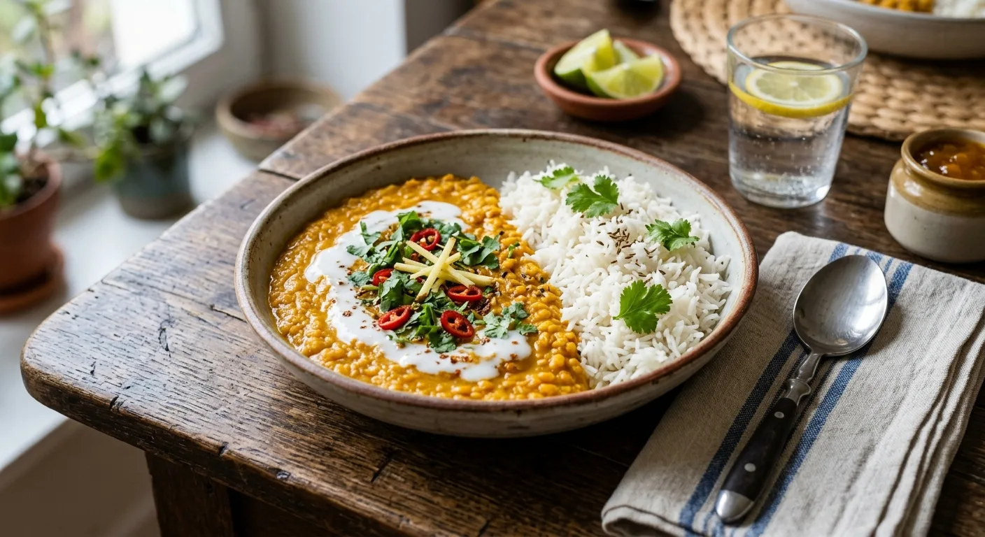 Dahl de lentilles corail et riz basmati