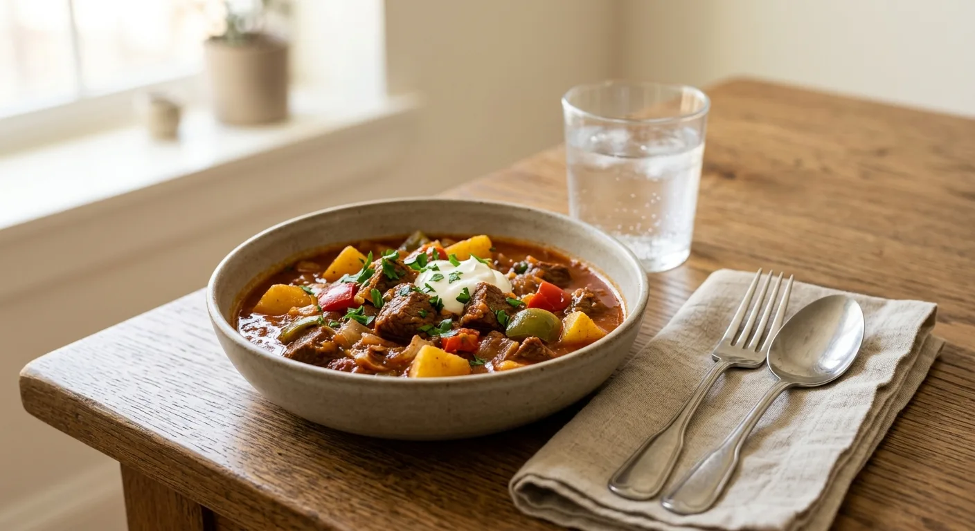 Goulash de bœuf au paprika et pommes de terre