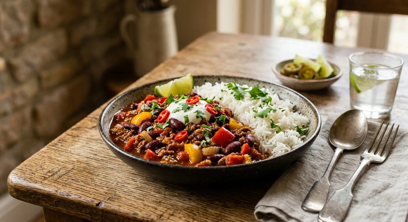 Chili con carne et riz basmati