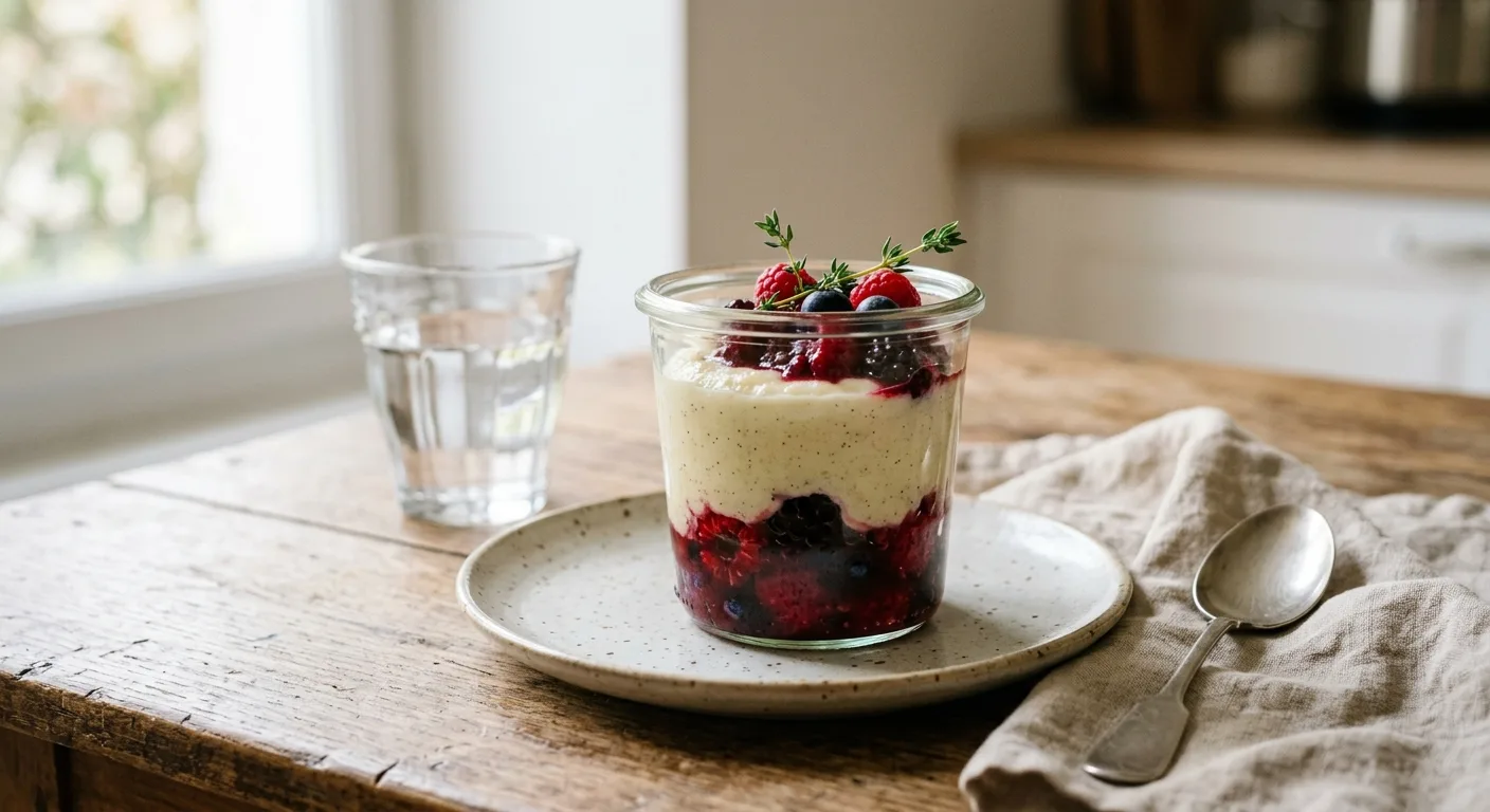Semoule au lait vanillée et fruits rouges
