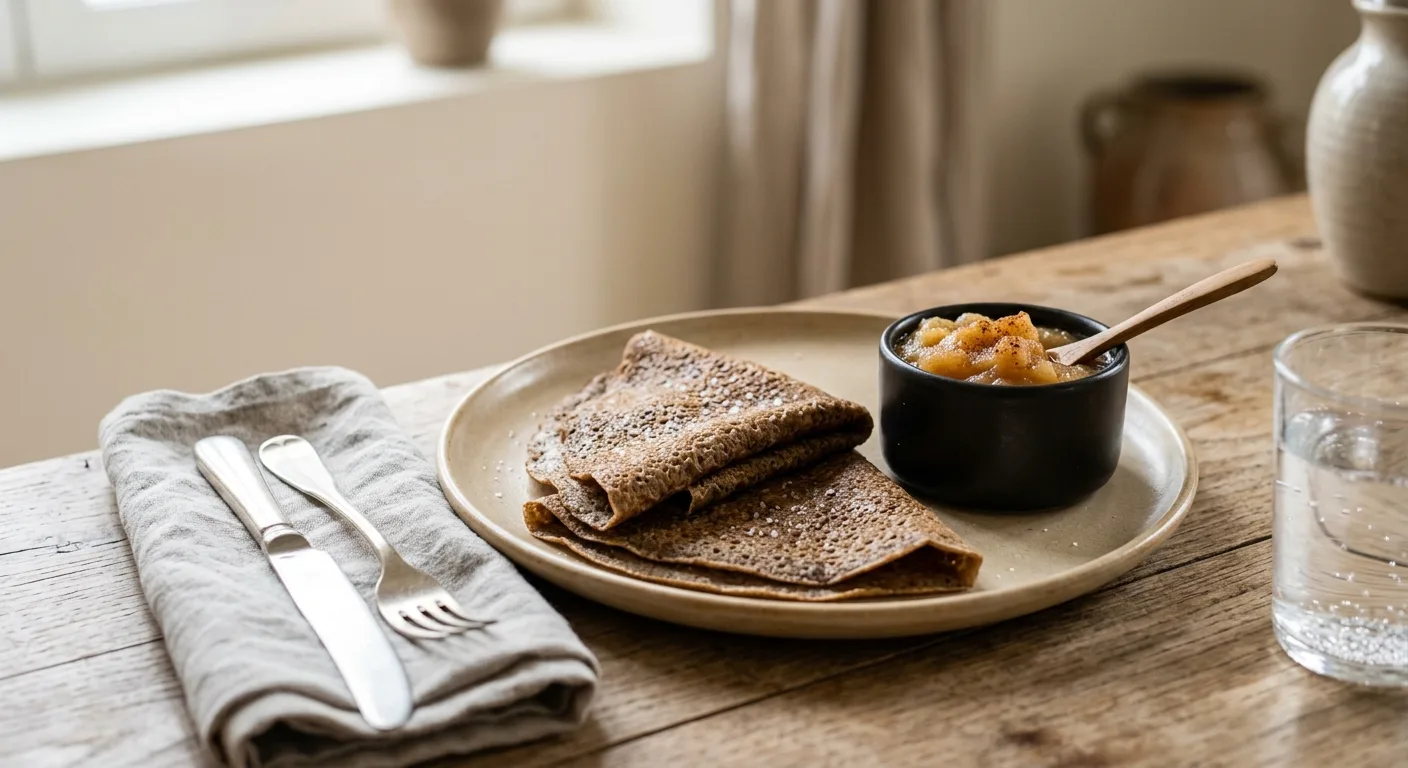 Crêpes de sarrasin et compote de pommes maison