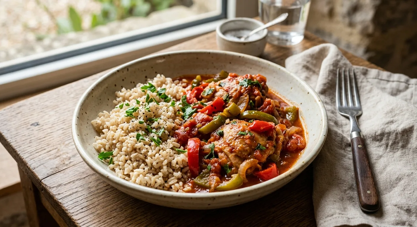 Poulet basquaise et riz complet