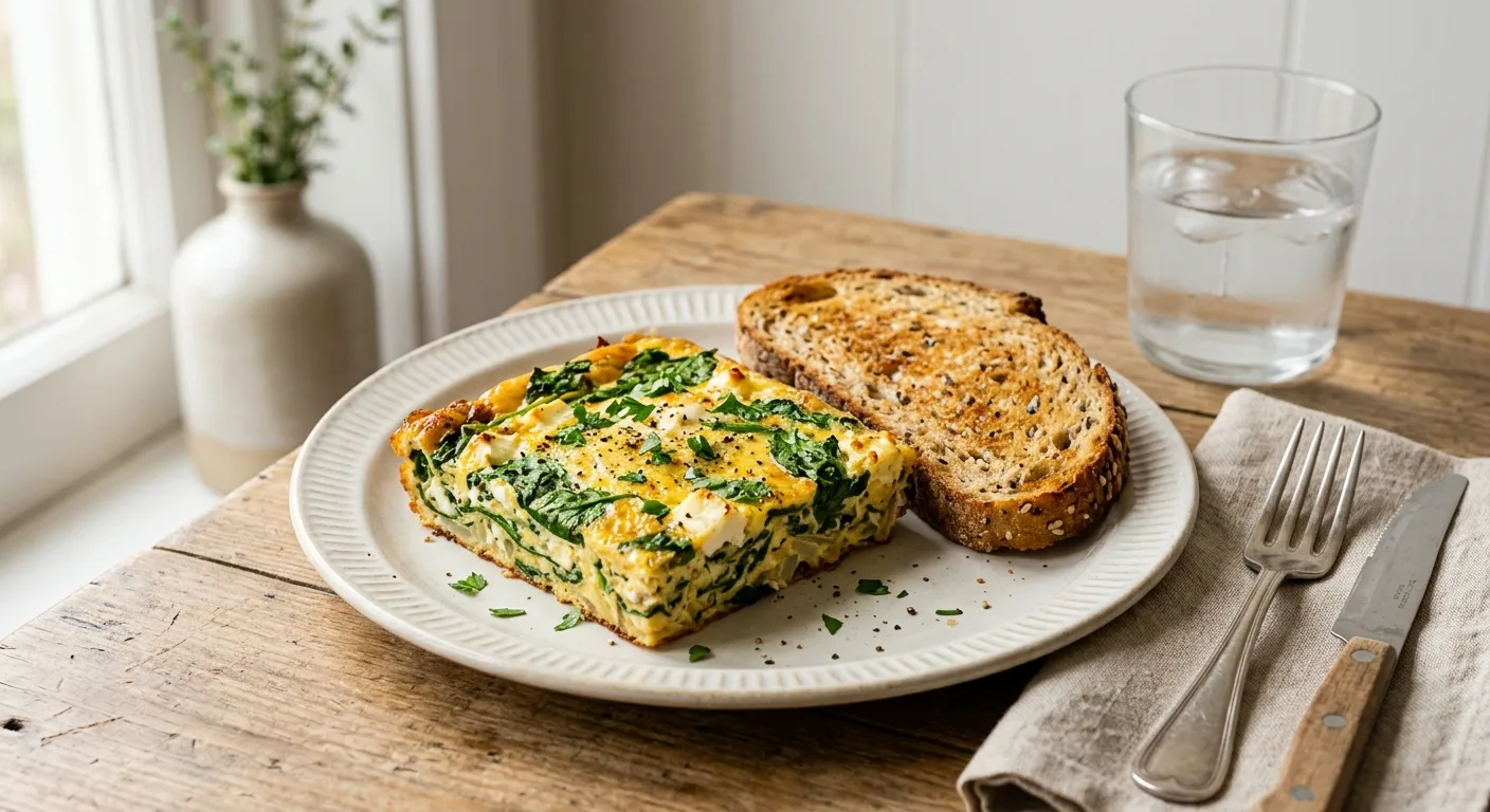 Frittata aux épinards et à la feta, pain complet
