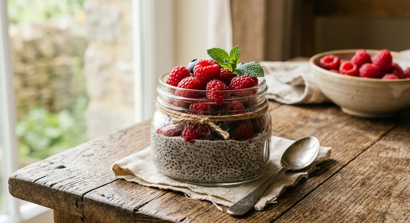 Pudding de chia aux framboises