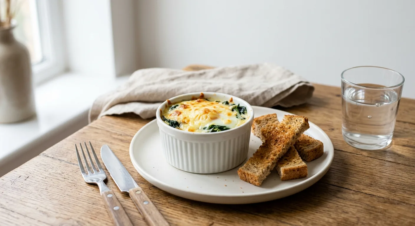 Œufs cocotte aux épinards et mouillettes complètes