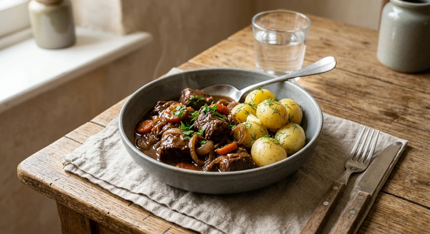 Carbonade flamande, pommes de terre vapeur