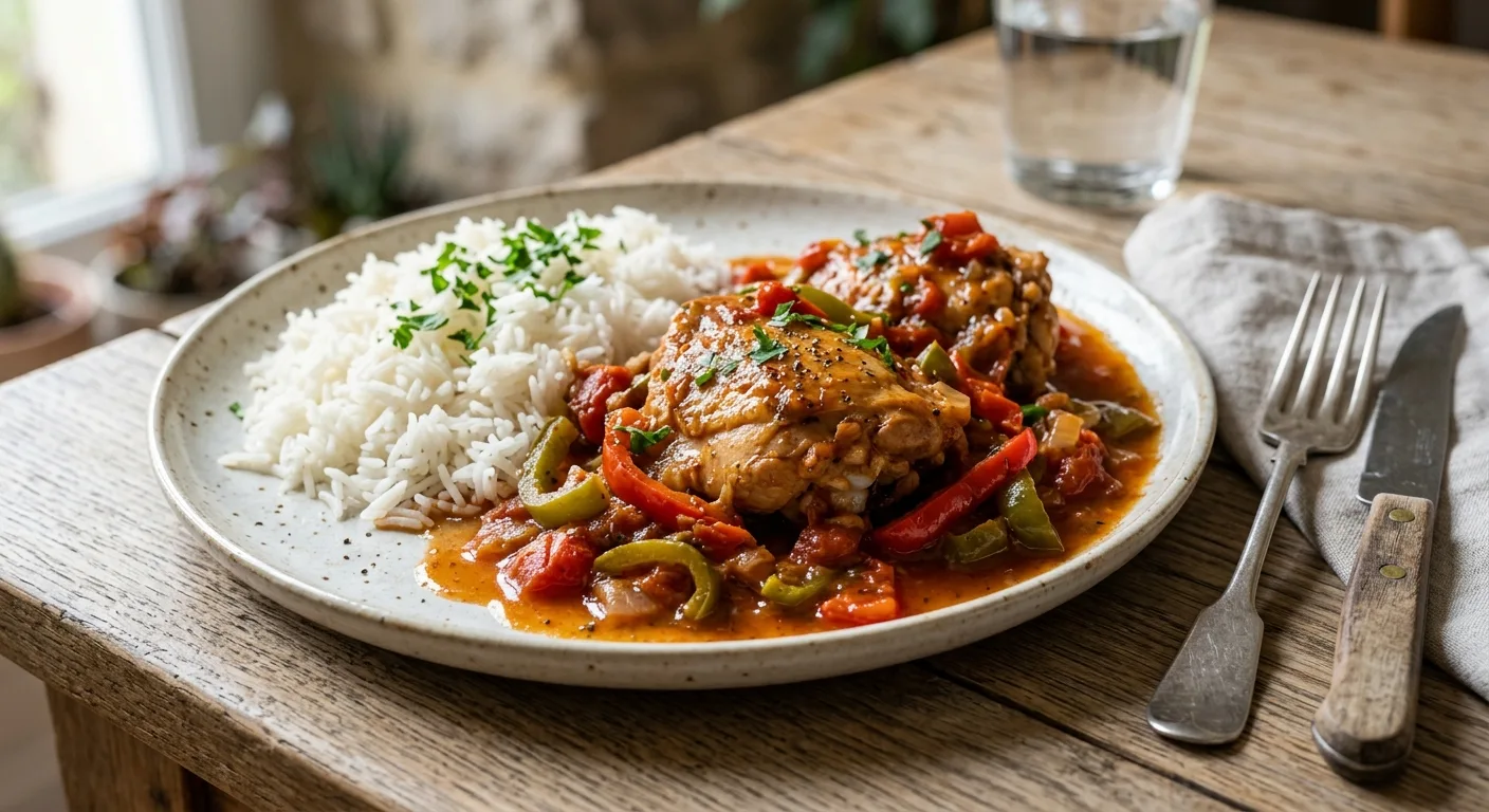 Poulet basquaise et riz