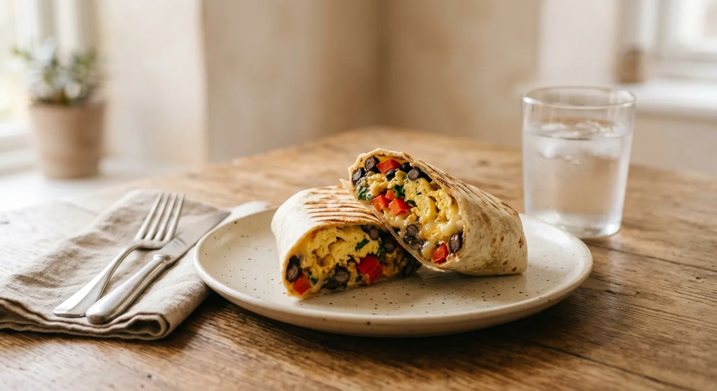 Burritos du matin aux haricots noirs, œufs et emmental