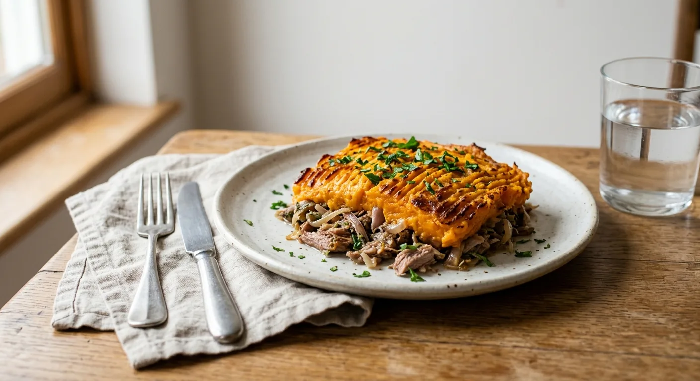 Parmentier de canard confit à la patate douce